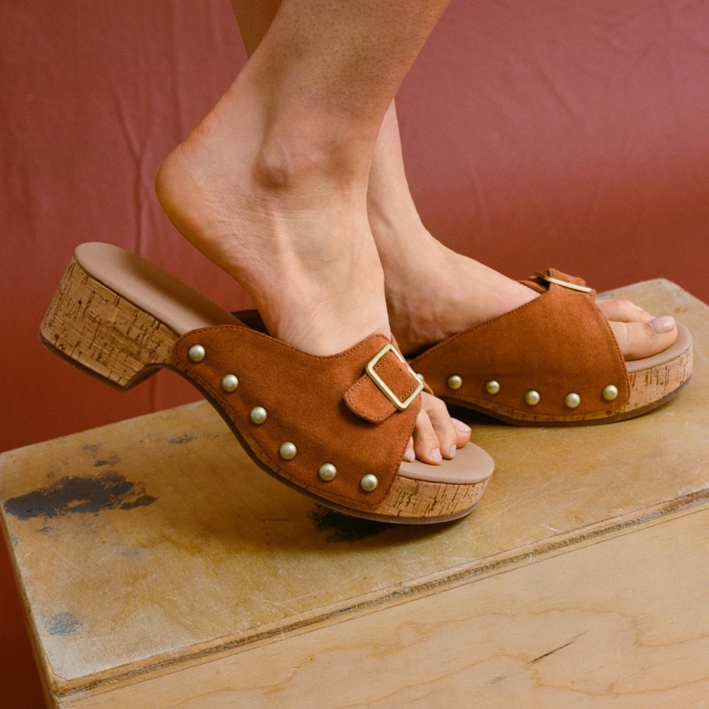 American Eagle Studded Cork Heel Mules sandal clogs